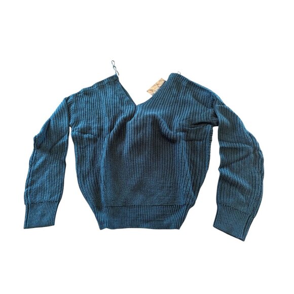 Fashion Nova Twist-Back Sweater | Hunter Green Knit | Size M - Picture 3 of 8